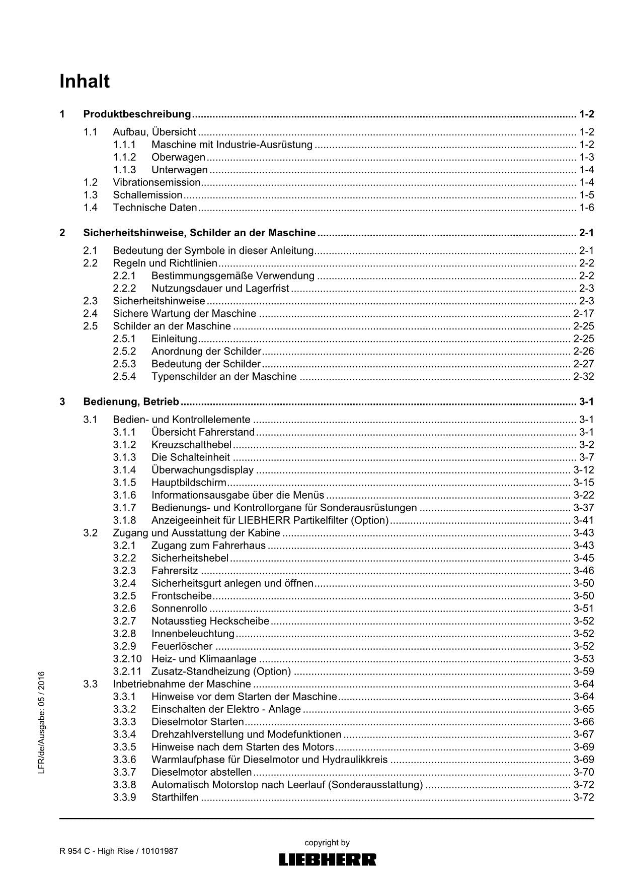 Liebherr R954 C High Rise Hydraulikbagger Betriebsanleitung RU