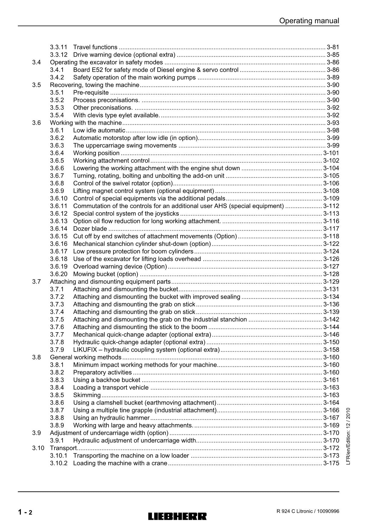 Liebherr R924 C Litronic Excavator Operators manual serial 26743