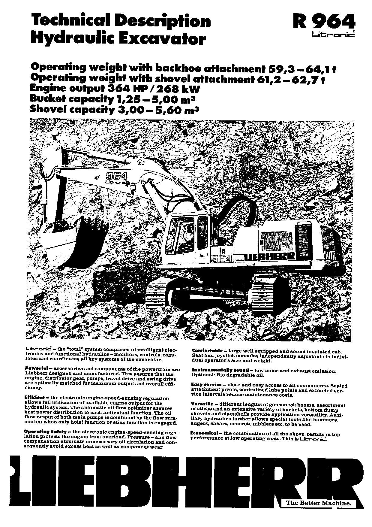 Liebherr R964 Litronic Excavator Operators Manual – PROFMANUAL