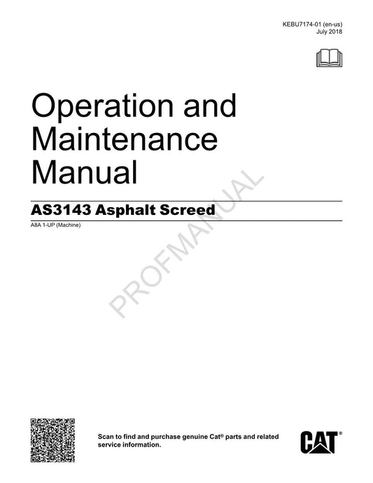 Caterpillar AS3143 Screed Operators Maintenance Manual