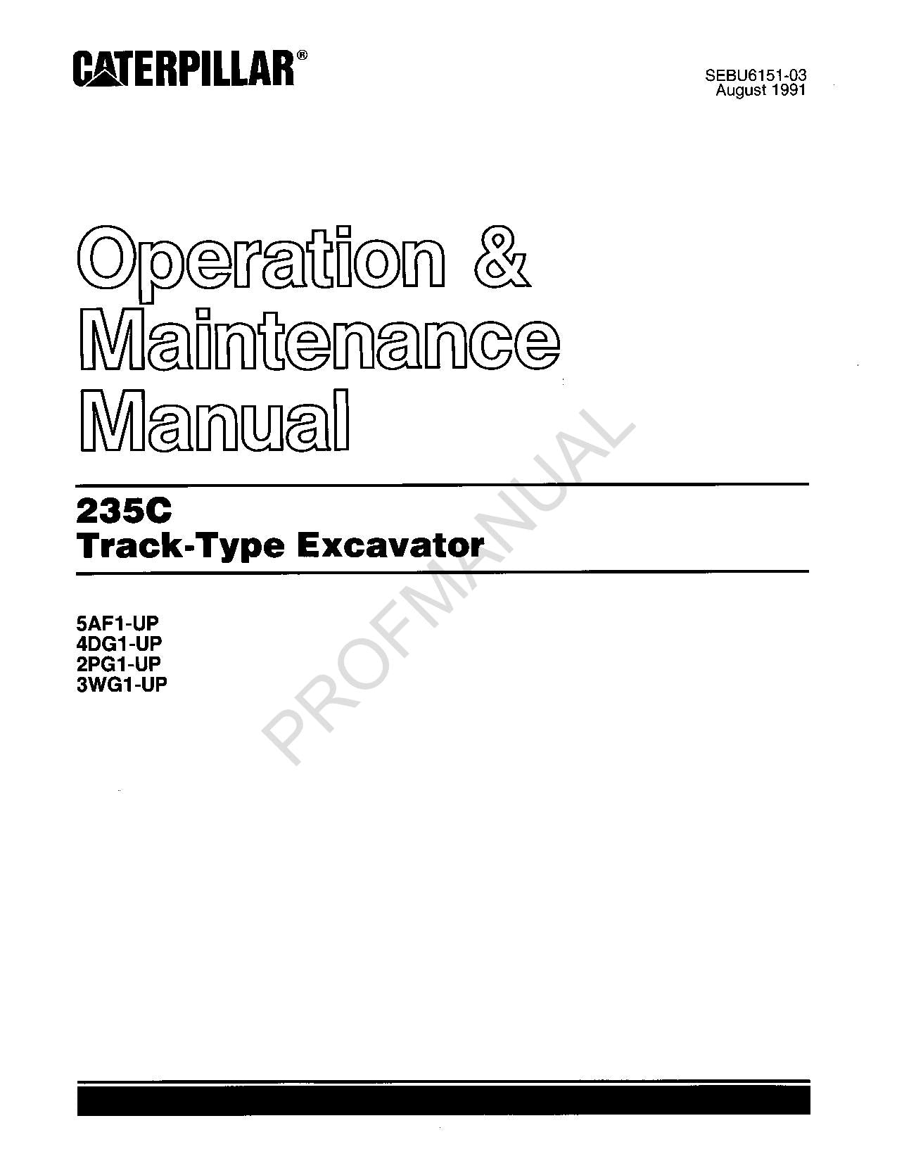 Wartungshandbuch für den Bediener des Raupenbaggers Caterpillar 235C