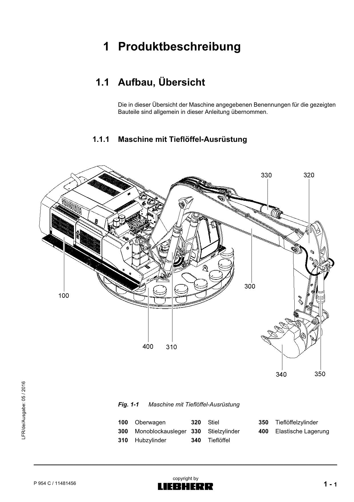 Liebherr P954 C Hydraulikbagger Manuel d'instructions