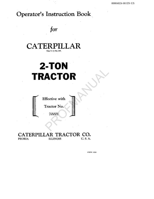 Manuel d'entretien du tracteur Caterpillar de 2 tonnes 70001-Up