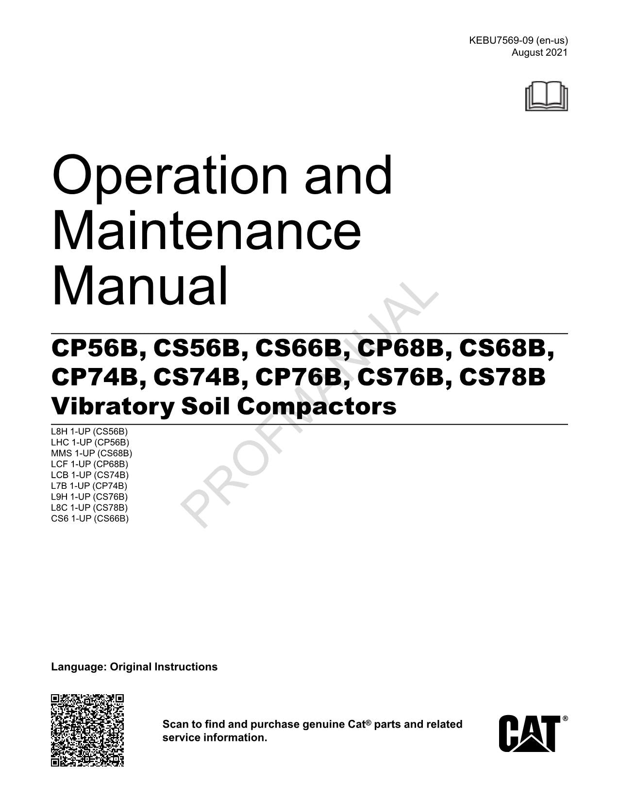 Manuel d'utilisation du compacteur vibrant Caterpillar CP56B CS56B CS66B CP68B CS68B