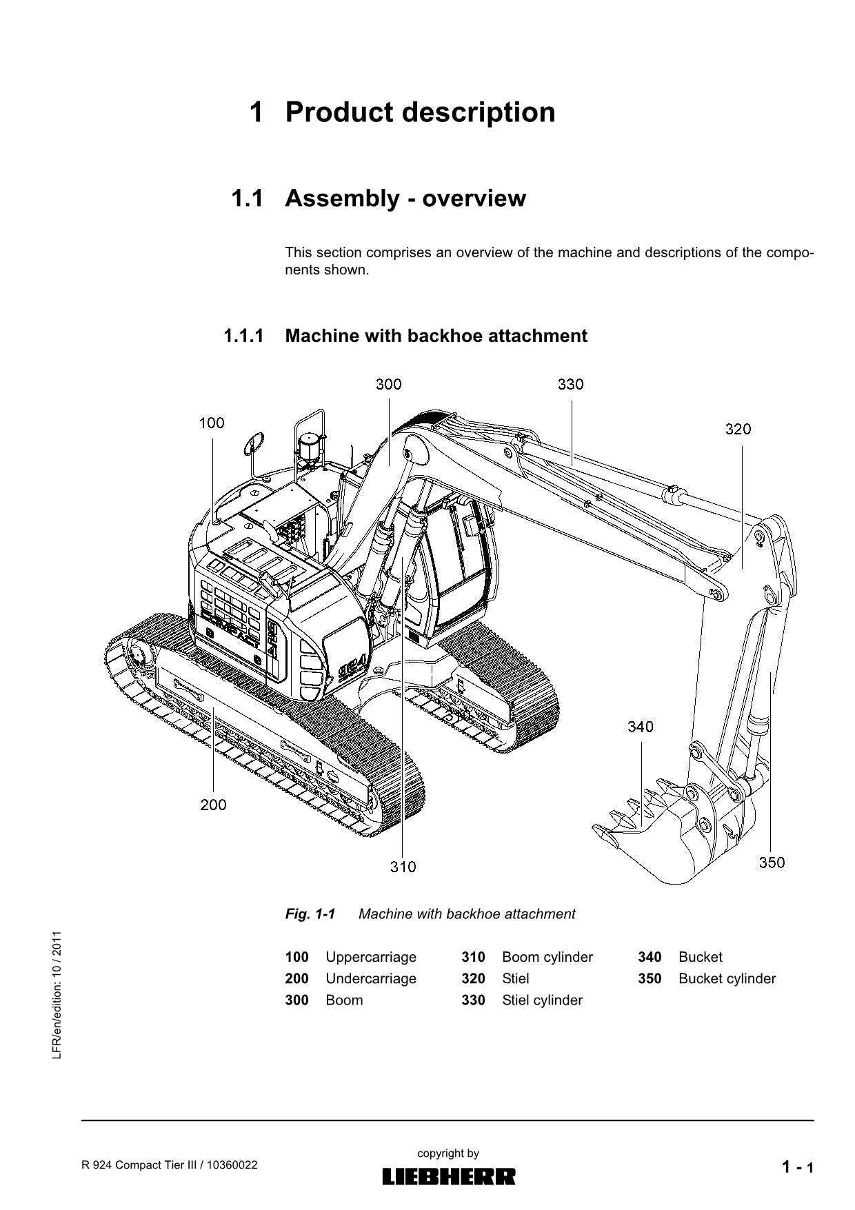 Liebherr R924 Compact TieRIII Excavator Operators manual serial 31010