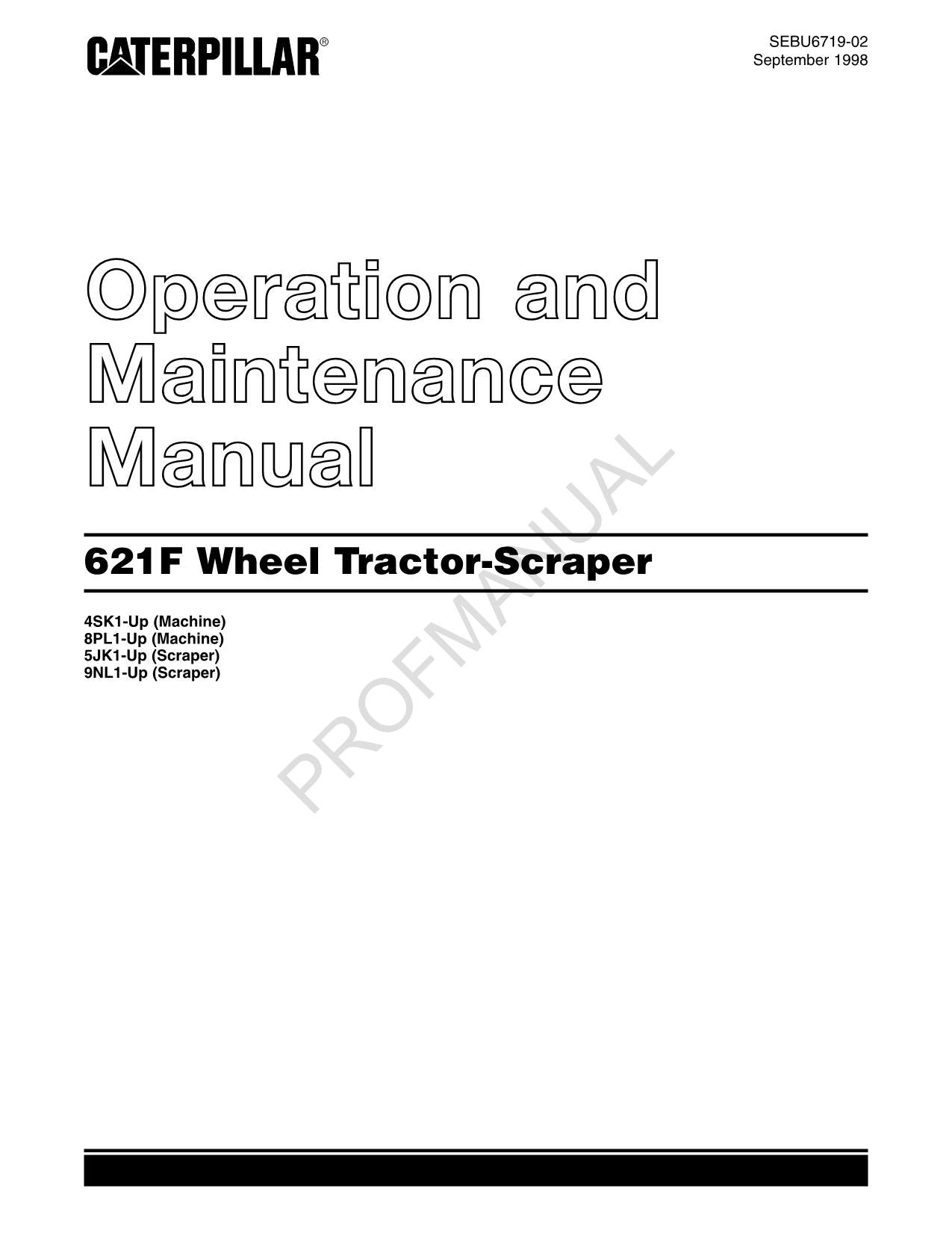 Caterpillar 621F Wheel Tractor Scraper Operators Maintenance Manual