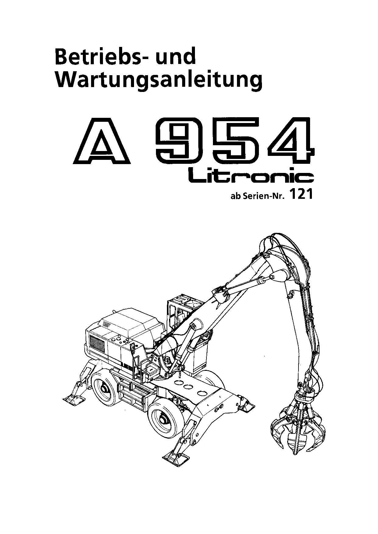 Liebherr A954 LITRONIC Hydraulikbagger Betriebsanleitung Wartungsanleitung