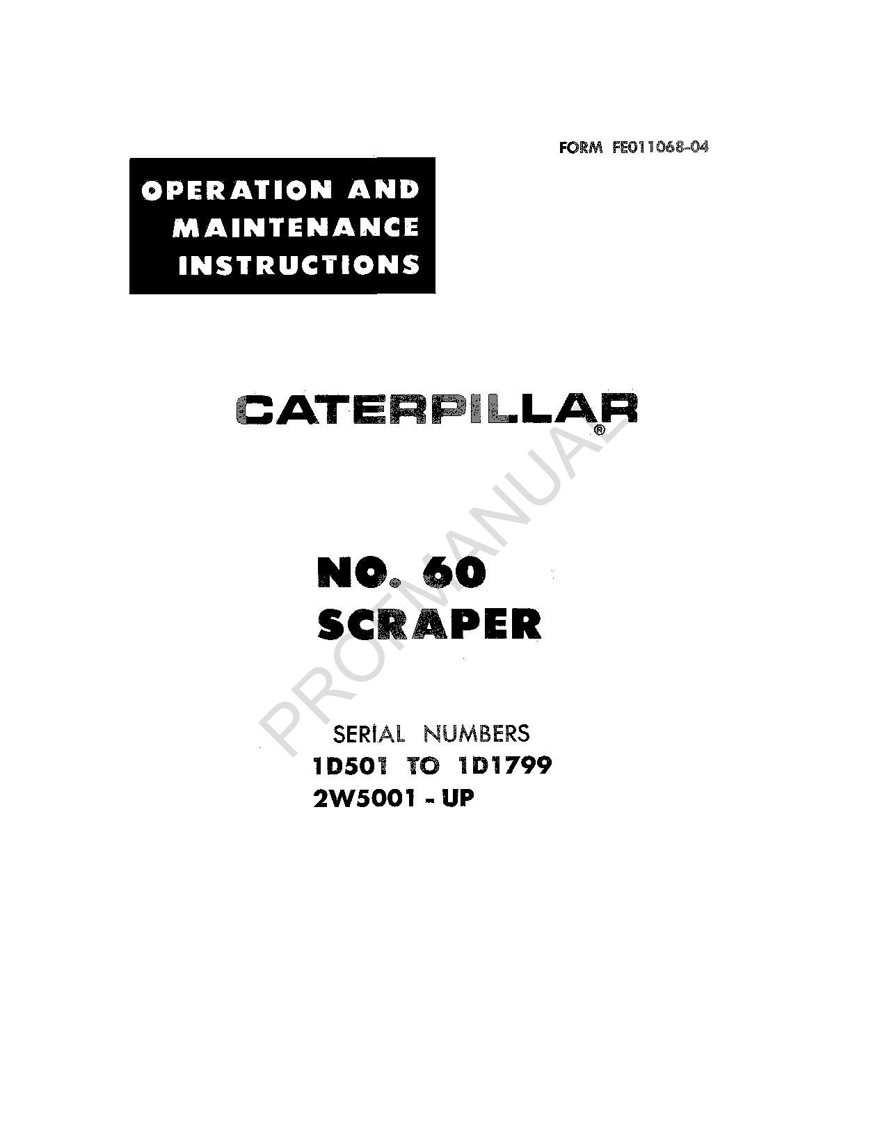 Manuel d'entretien de l'opérateur Caterpillar 60 Scaper