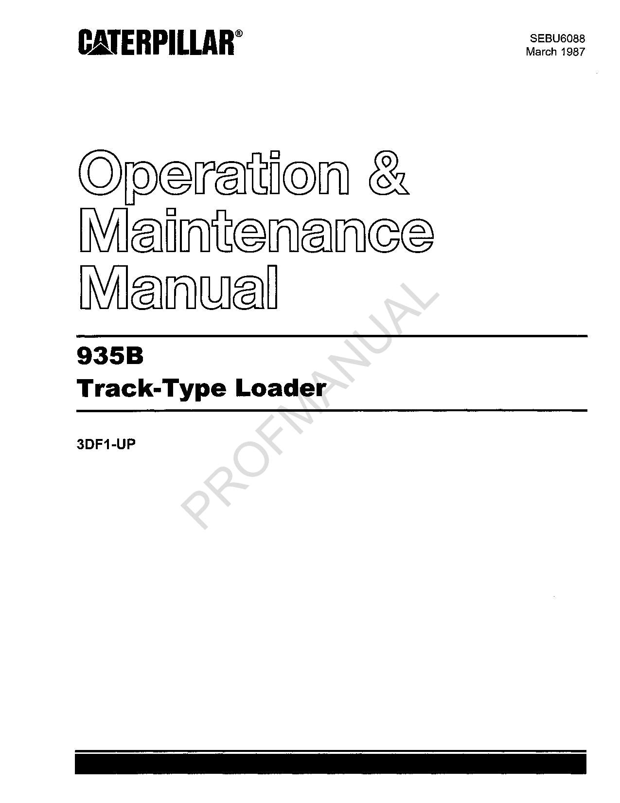 Caterpillar 935B Track Type Loader Operators Maintenance Manual