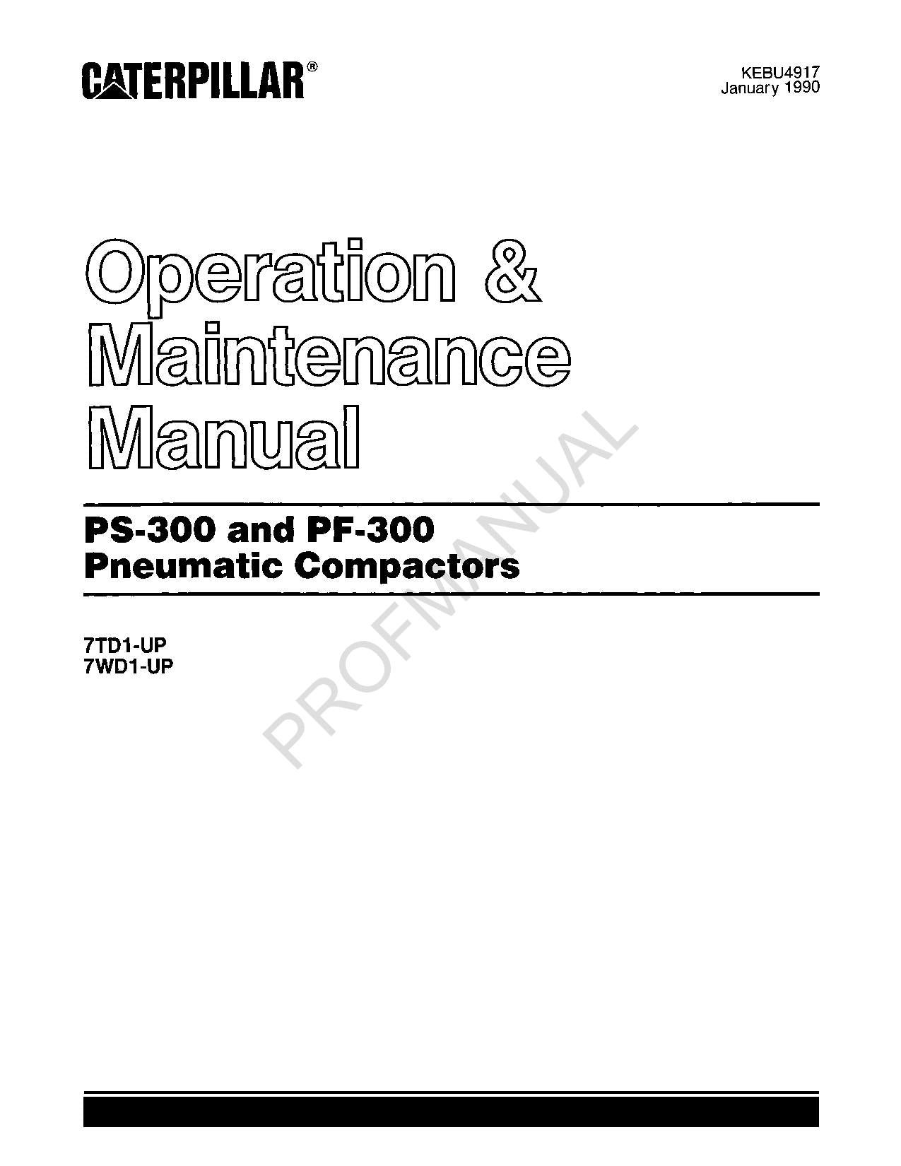 Manuel d'entretien du compacteur pneumatique Caterpillar PS 300 PF 300