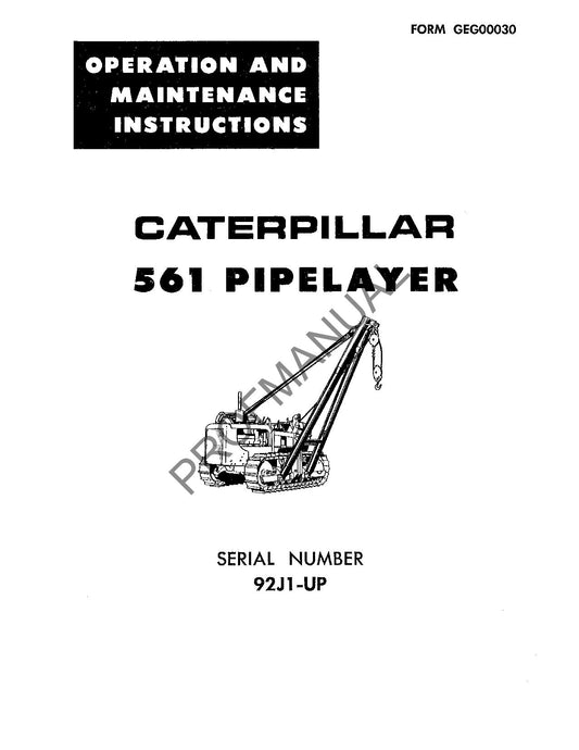 Manuel de maintenance des opérateurs de poseurs de canalisations Caterpillar 561 92J1-Up