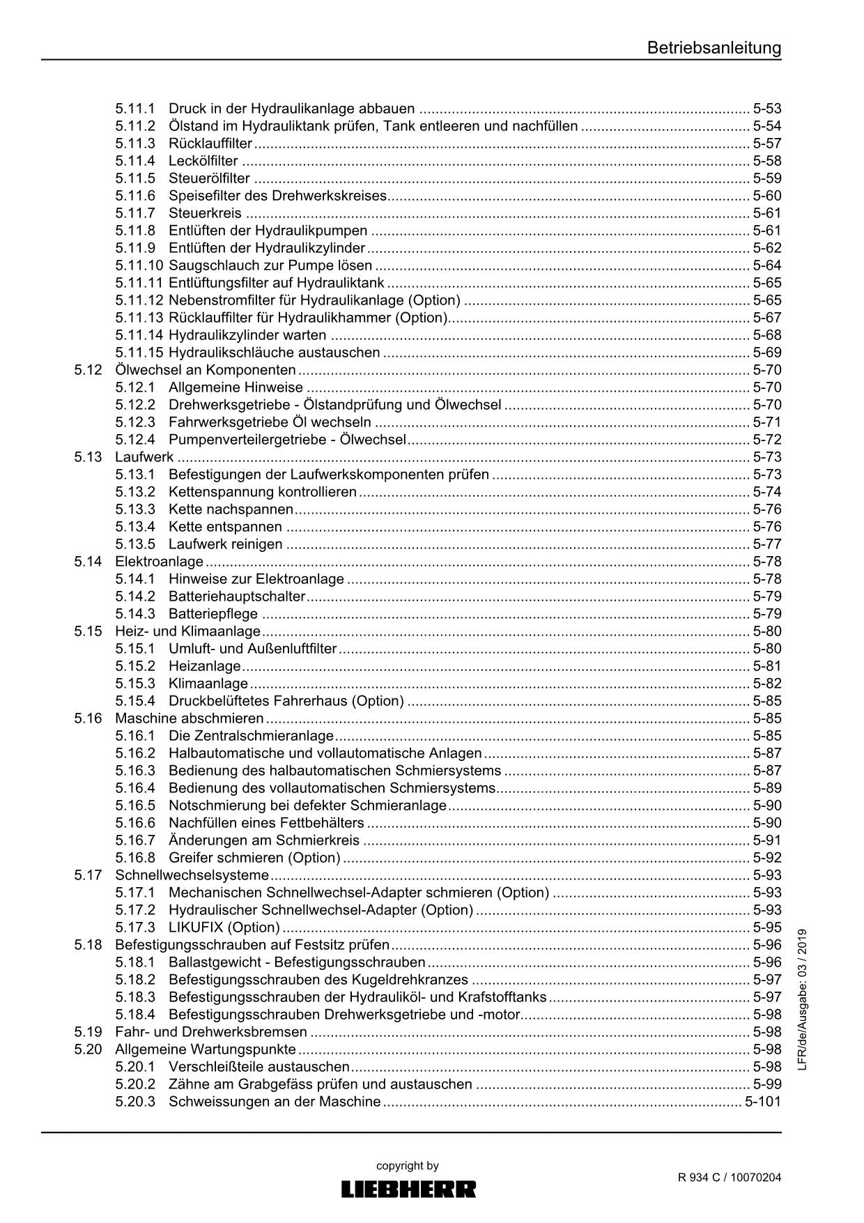 Liebherr R934 C Hydraulikbagger Betriebsanleitung ser 30826