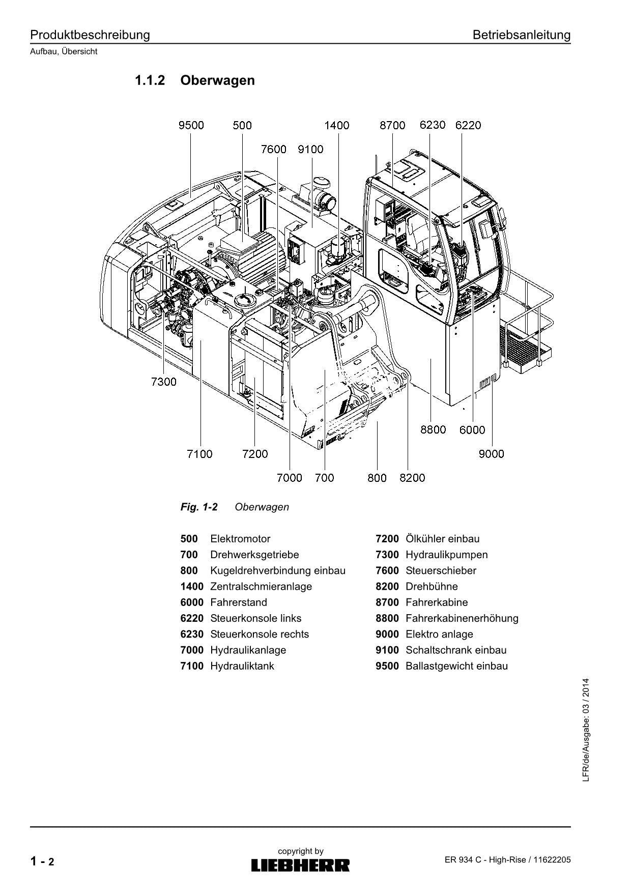 Liebherr ER934 C High Rise Hydraulikbagger Betriebsanleitung