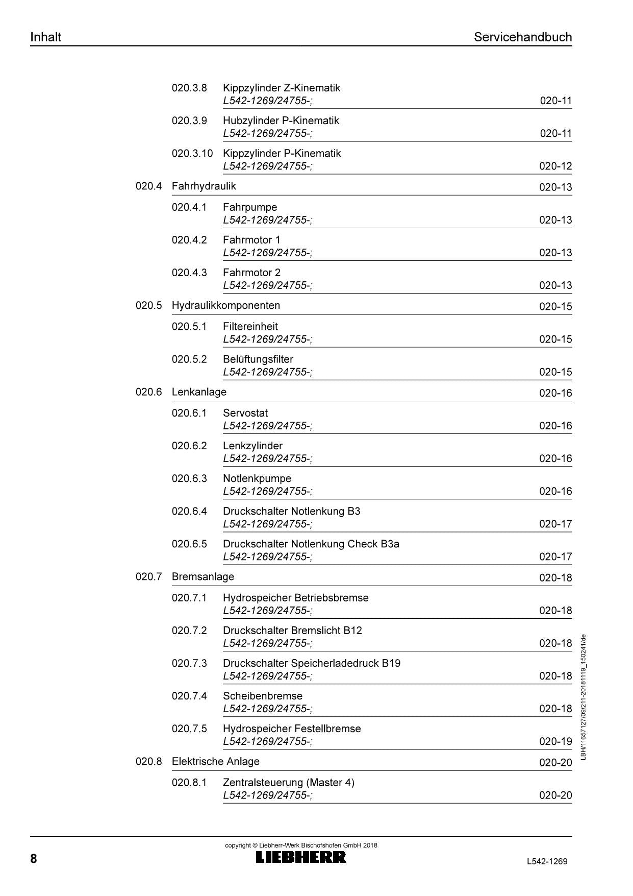 Liebherr L542 1269 Radlader Reparaturhandbuch Werkstatthandbuch