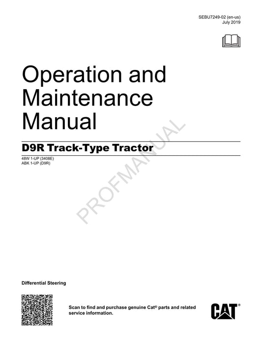 Caterpillar D9R Track Tractor Operators Maintenance Manual ser ABK1-Up 48W1-UP