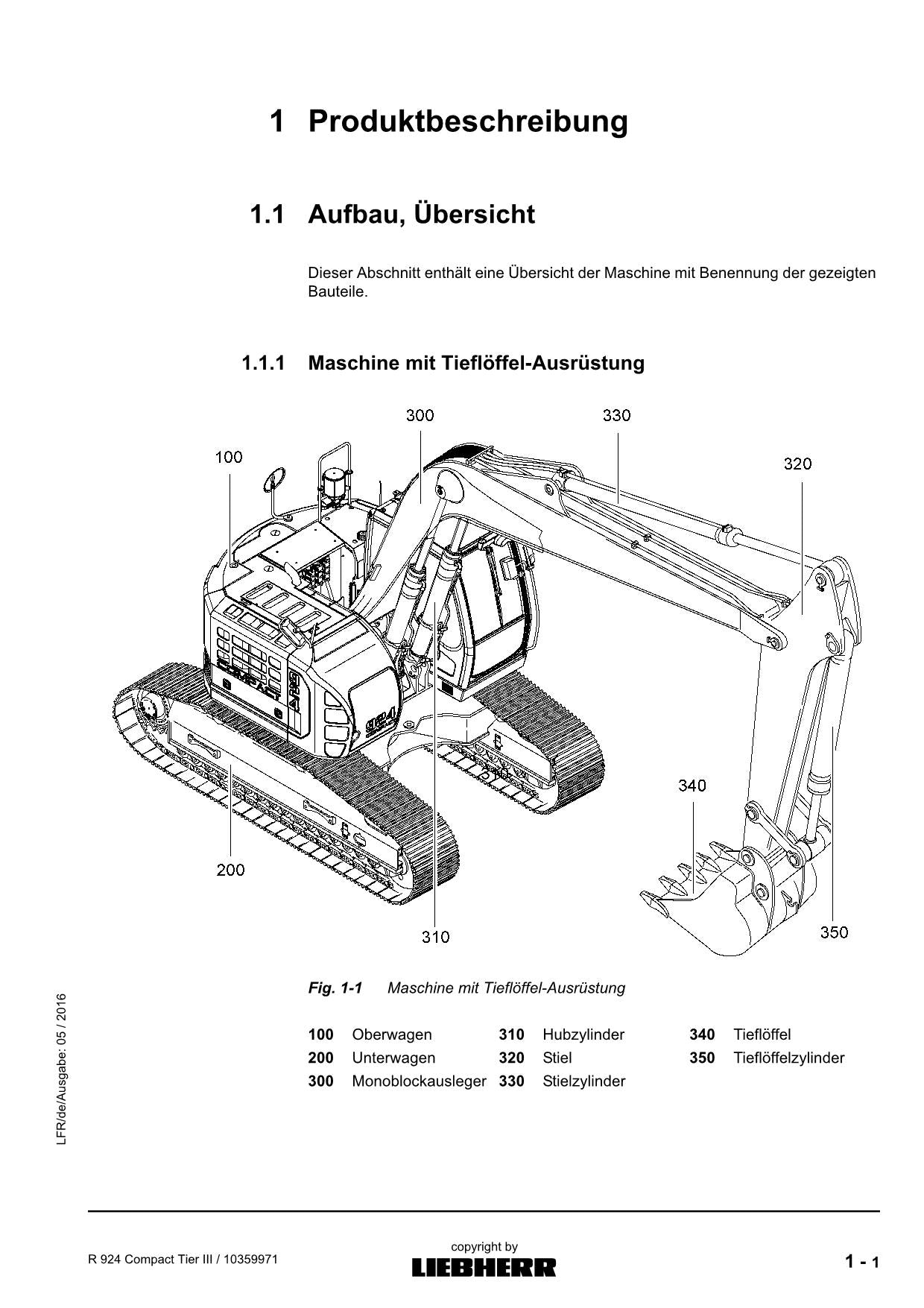 Liebherr R924 CompacTTieRIII Hydraulikbagger Betriebsanleitung ser 31010