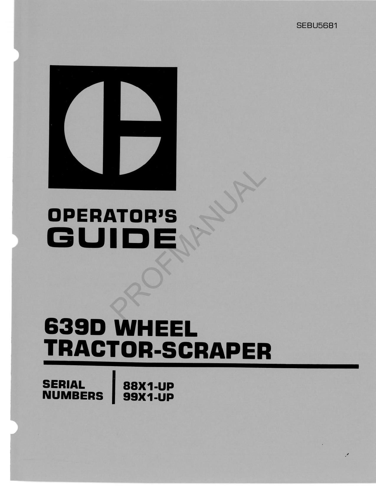 Caterpillar 639D Radtraktor Scraper Bediener Wartungshandbuch SEBU5681