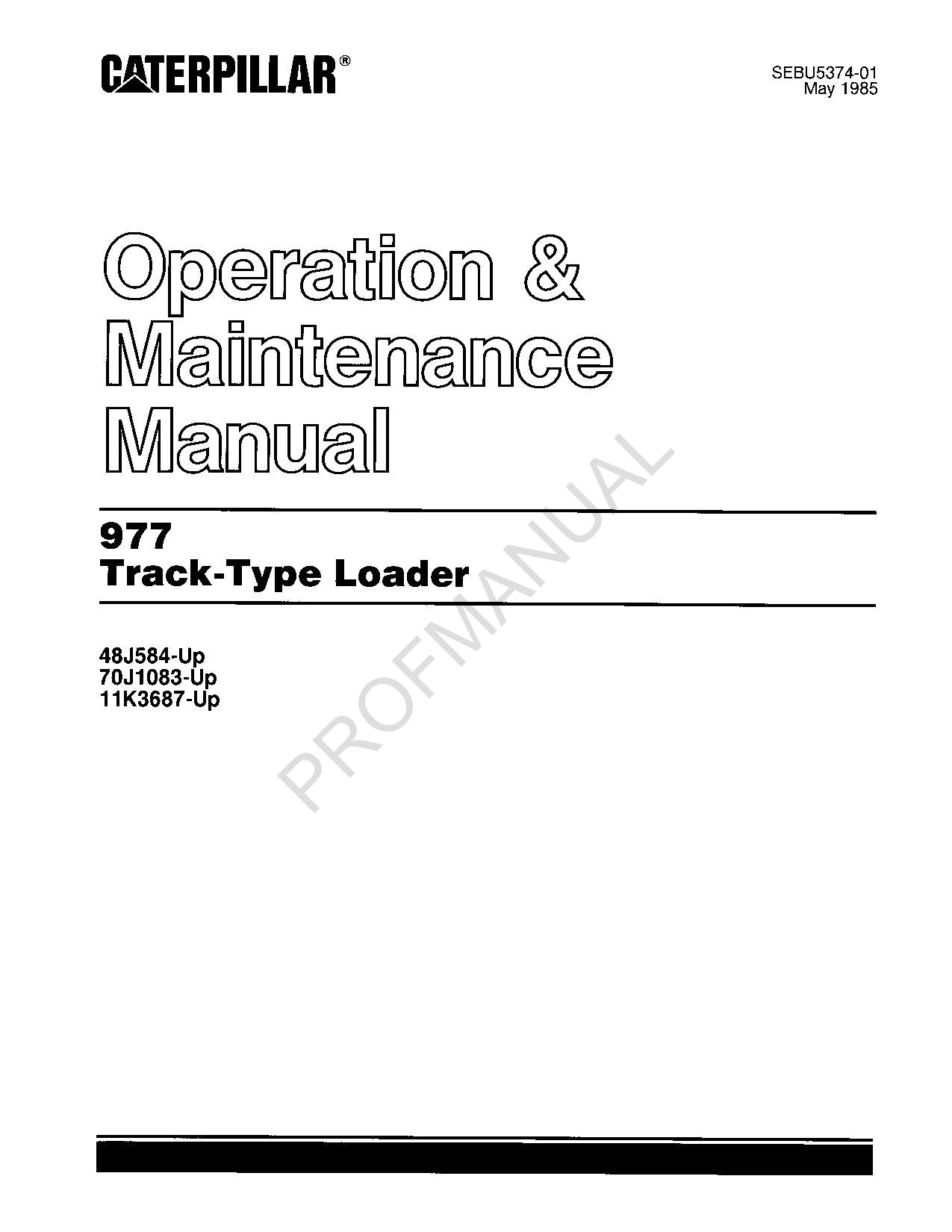 Caterpillar 977 Track Type Loader Opertaion Maintenance Manual