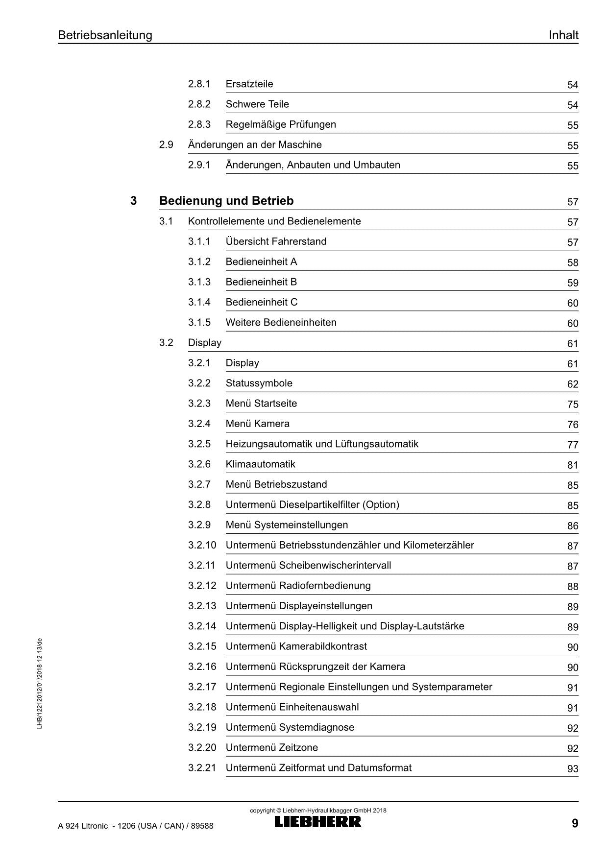 Liebherr A924 Litronic Mobilbagger Betriebsanleitung ser 89588 USA CAN
