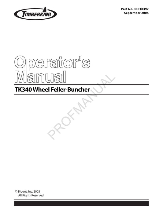 Caterpillar TK340 Wheel Feller Buncher Operators Maintenance Manual