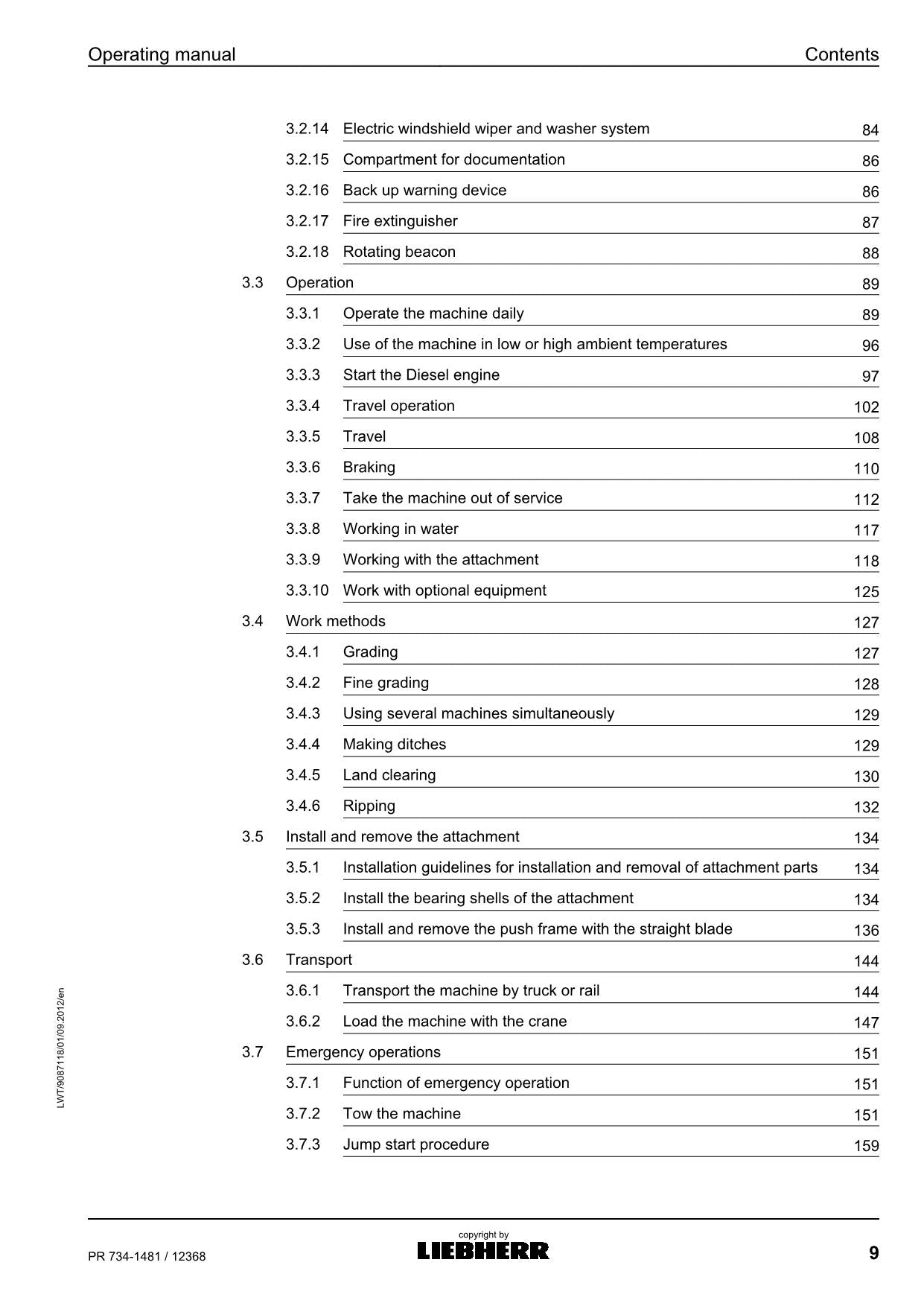 Liebherr PR734-1481 Dozer Operators manual