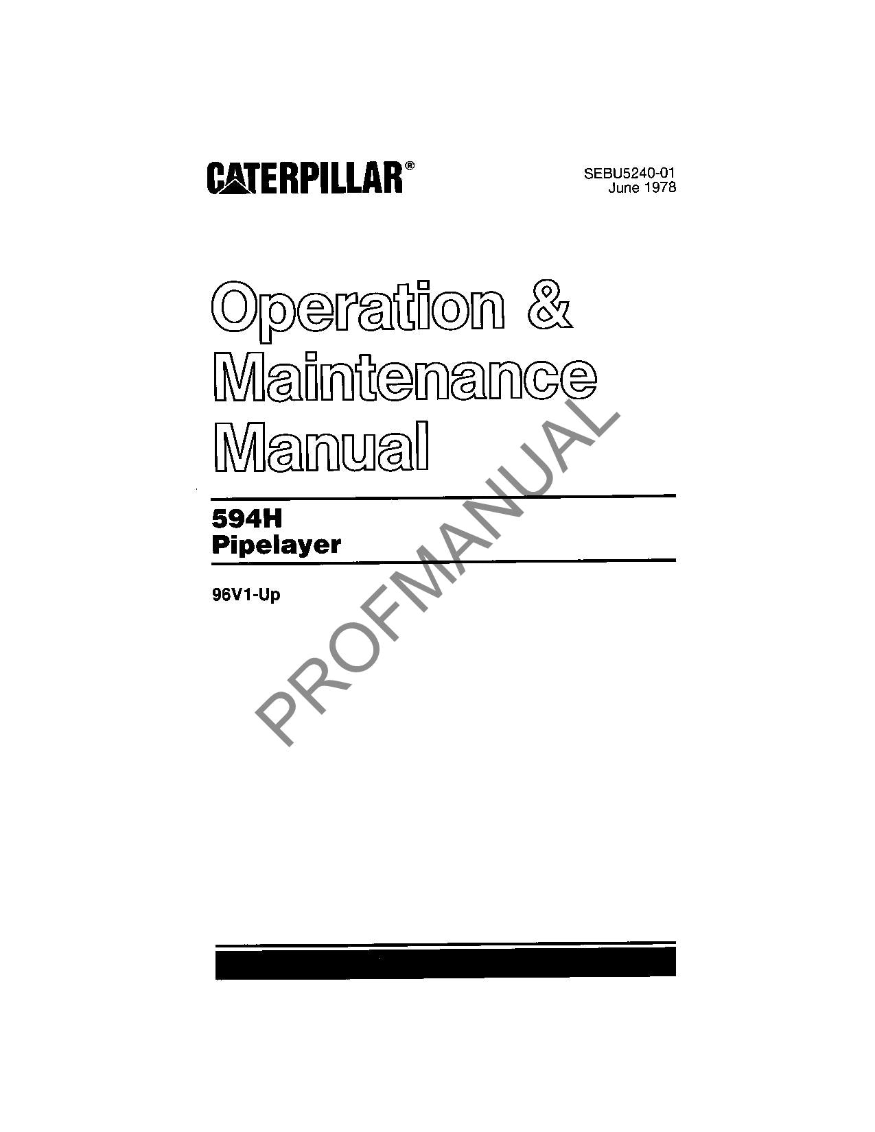 Caterpillar 594H Pipelayer Operators Manual SEBU5240