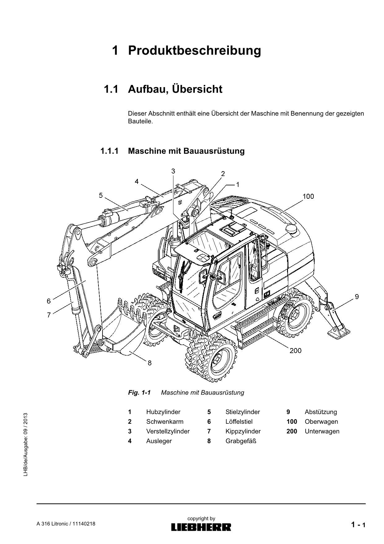 Liebherr A316 Litronic Hydraulikbagger Manuel d'instructions