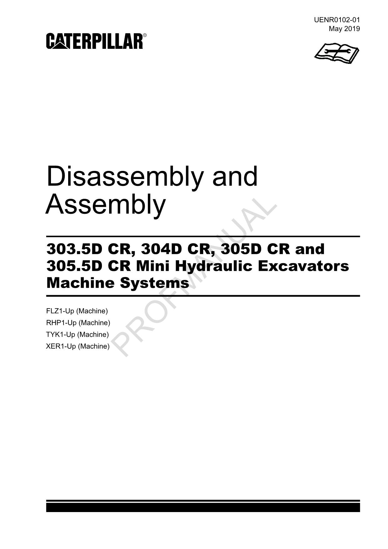 Manuel d'entretien de l'excavatrice Caterpillar 303.5D CR 304D CR Démontage et assemblage