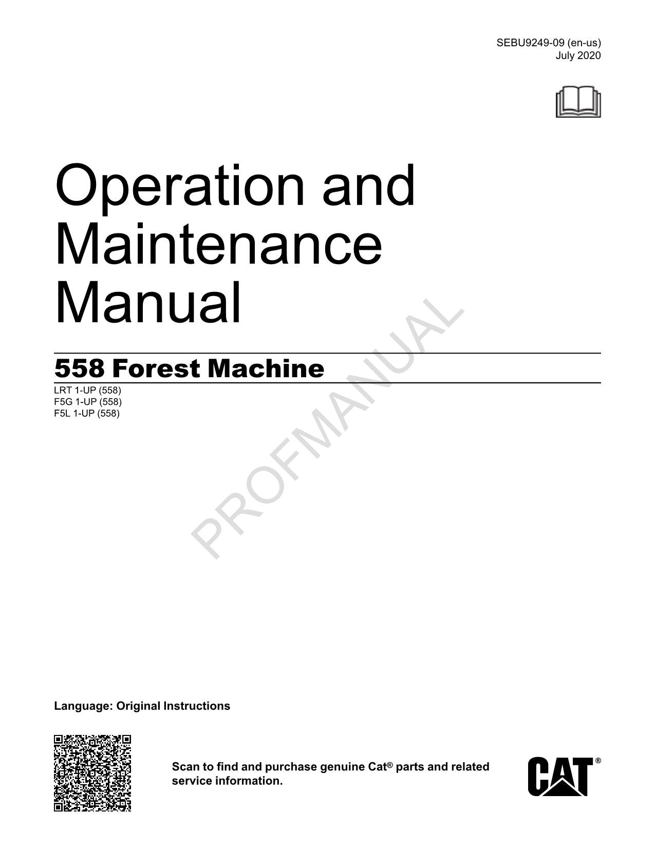 Wartungshandbuch für Forstmaschinenbediener von Caterpillar 558