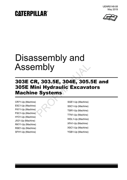 Caterpillar 303E CR 303.5E Excavator Service Manual DisassemAssem