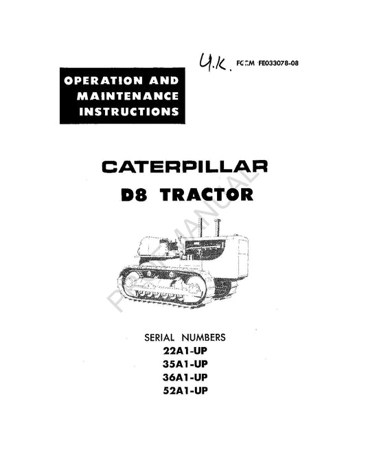 Manuel d'entretien du tracteur Caterpillar D8 FE033078