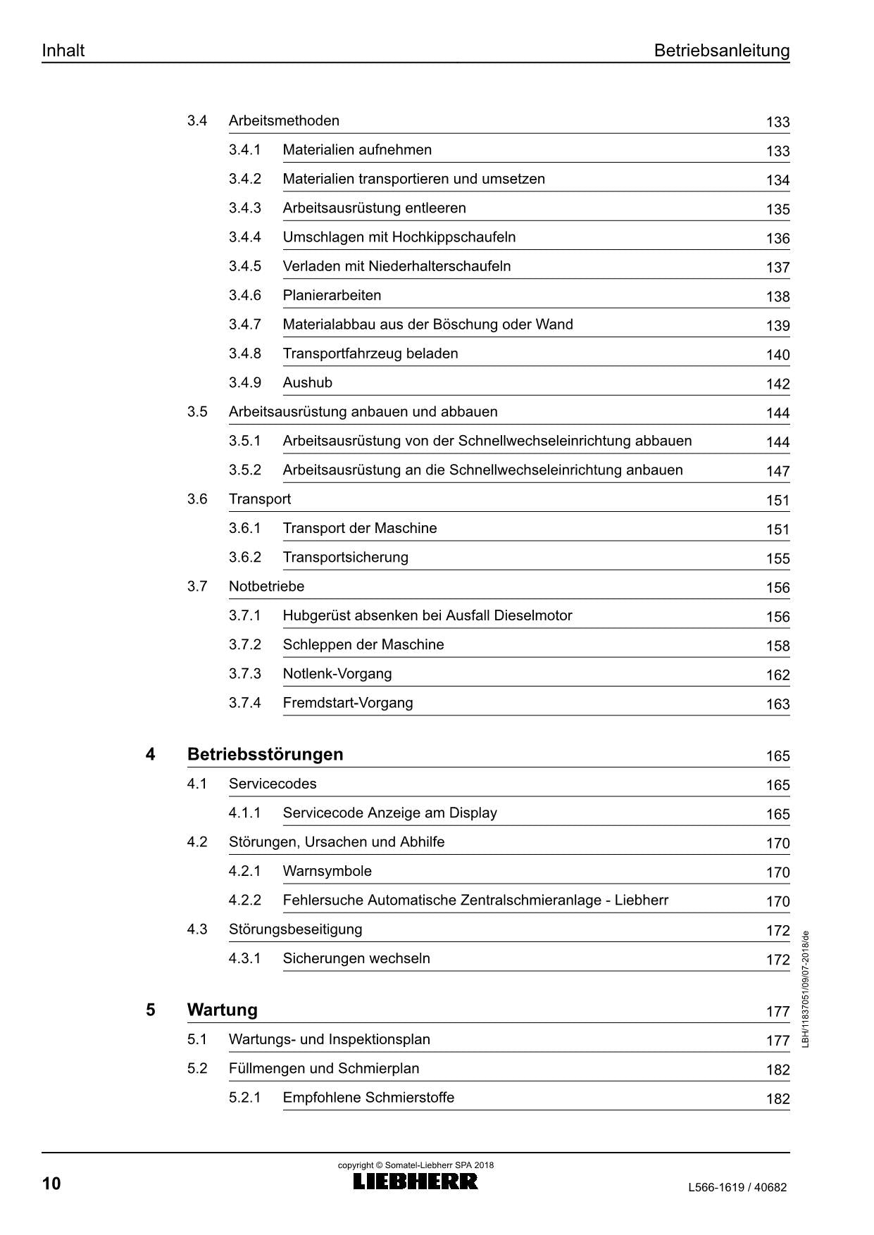 Liebherr L566 Radlader Betriebsanleitung ser 40682