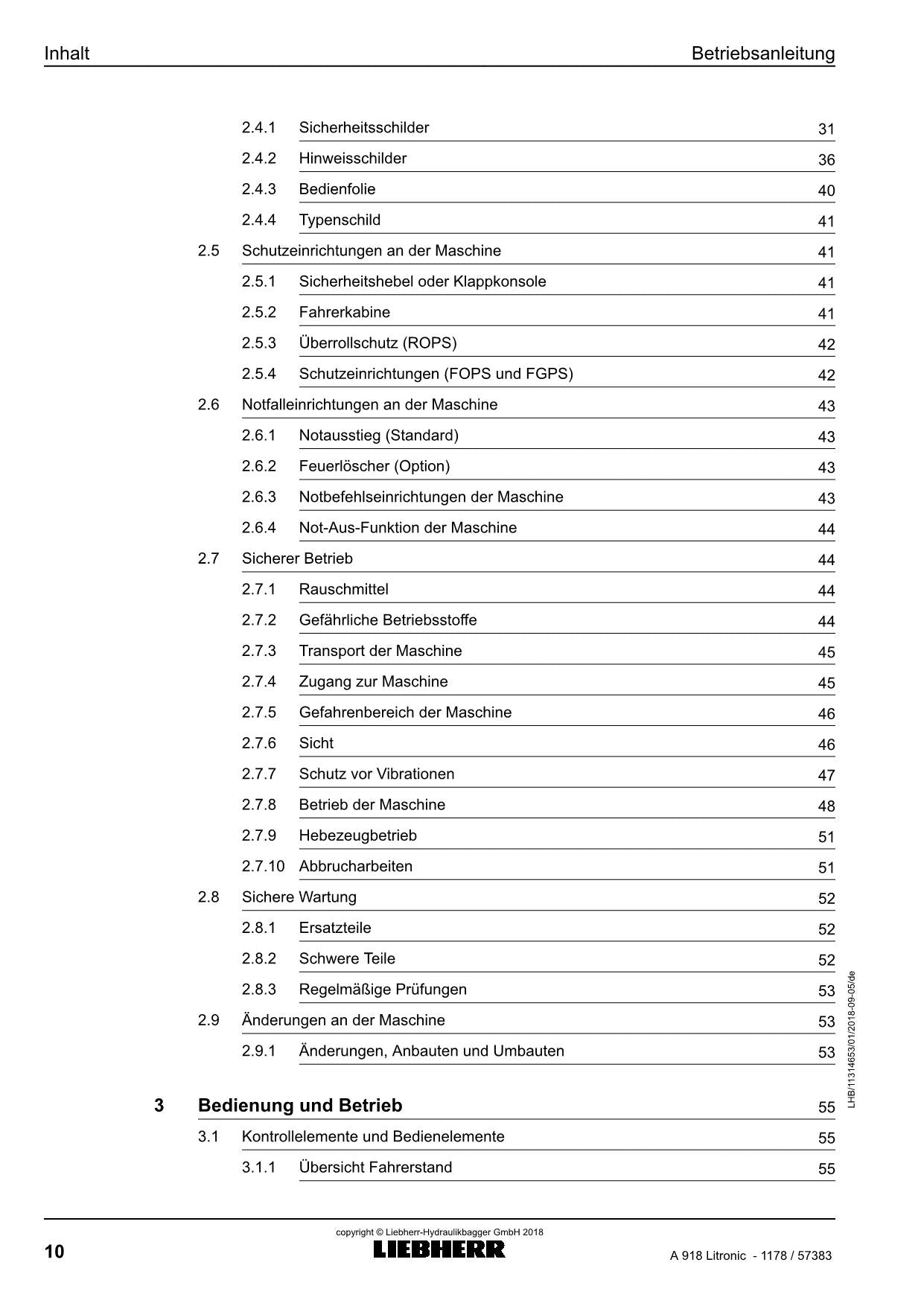 Liebherr A918 Litronic Mobilbagger Betriebsanleitung ser 57383