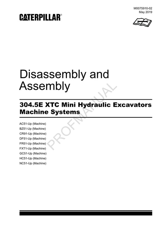 Servicehandbuch für Caterpillar 304.5E XTC-Bagger - Demontage und Montage