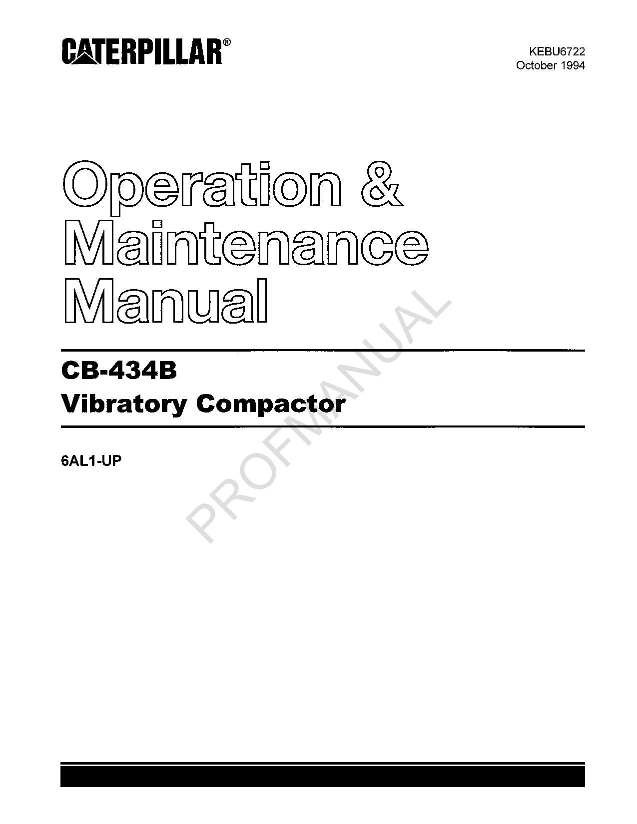 Caterpillar CB 434B Vibrationsverdichter Bediener Wartungshandbuch