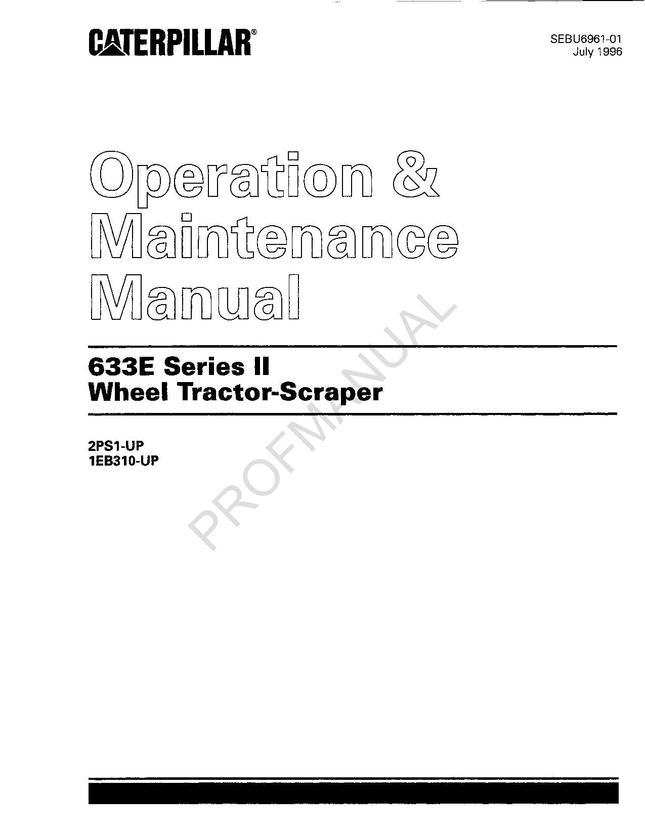 Wartungshandbuch für Caterpillar 633E Series II Radtraktor-Schaber