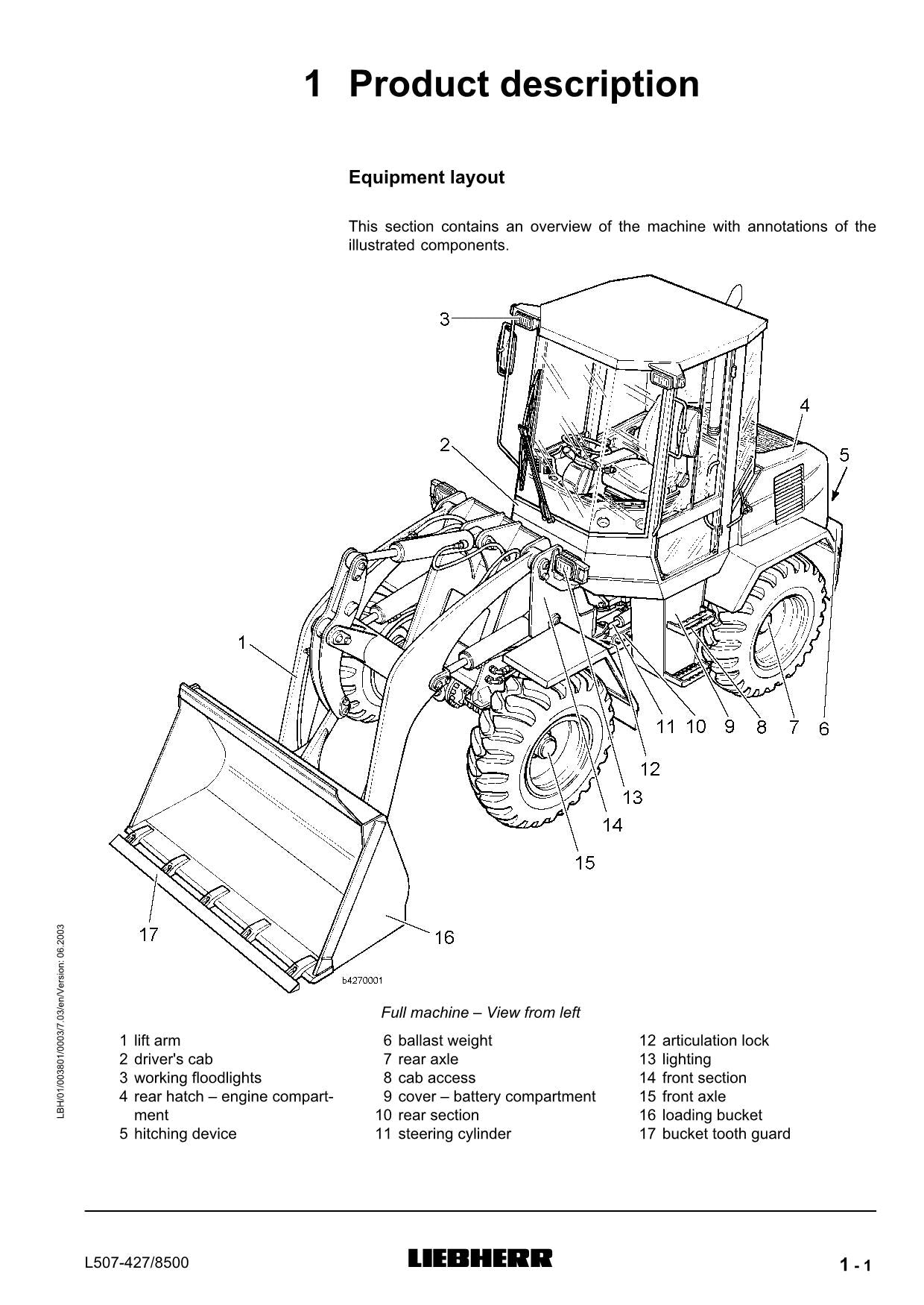 Liebherr L507 Stereo-Radlader Bedienungsanleitung