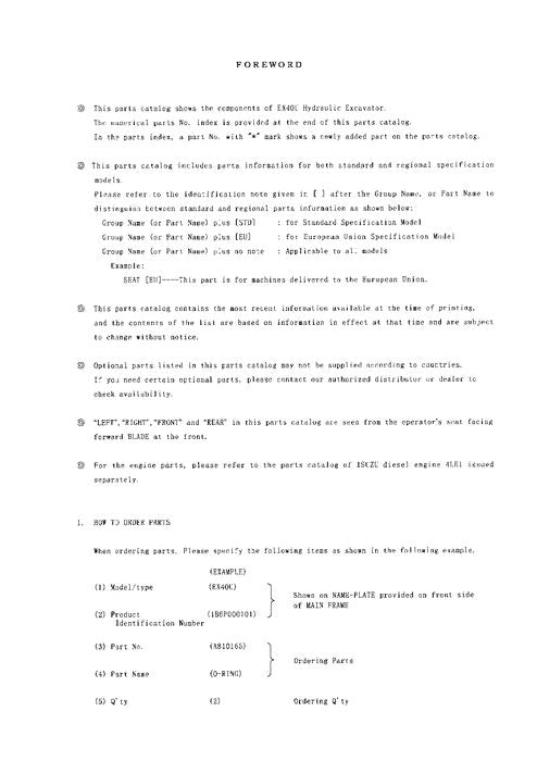 Hitachi EX40U excavator parts catalog manual P1B611