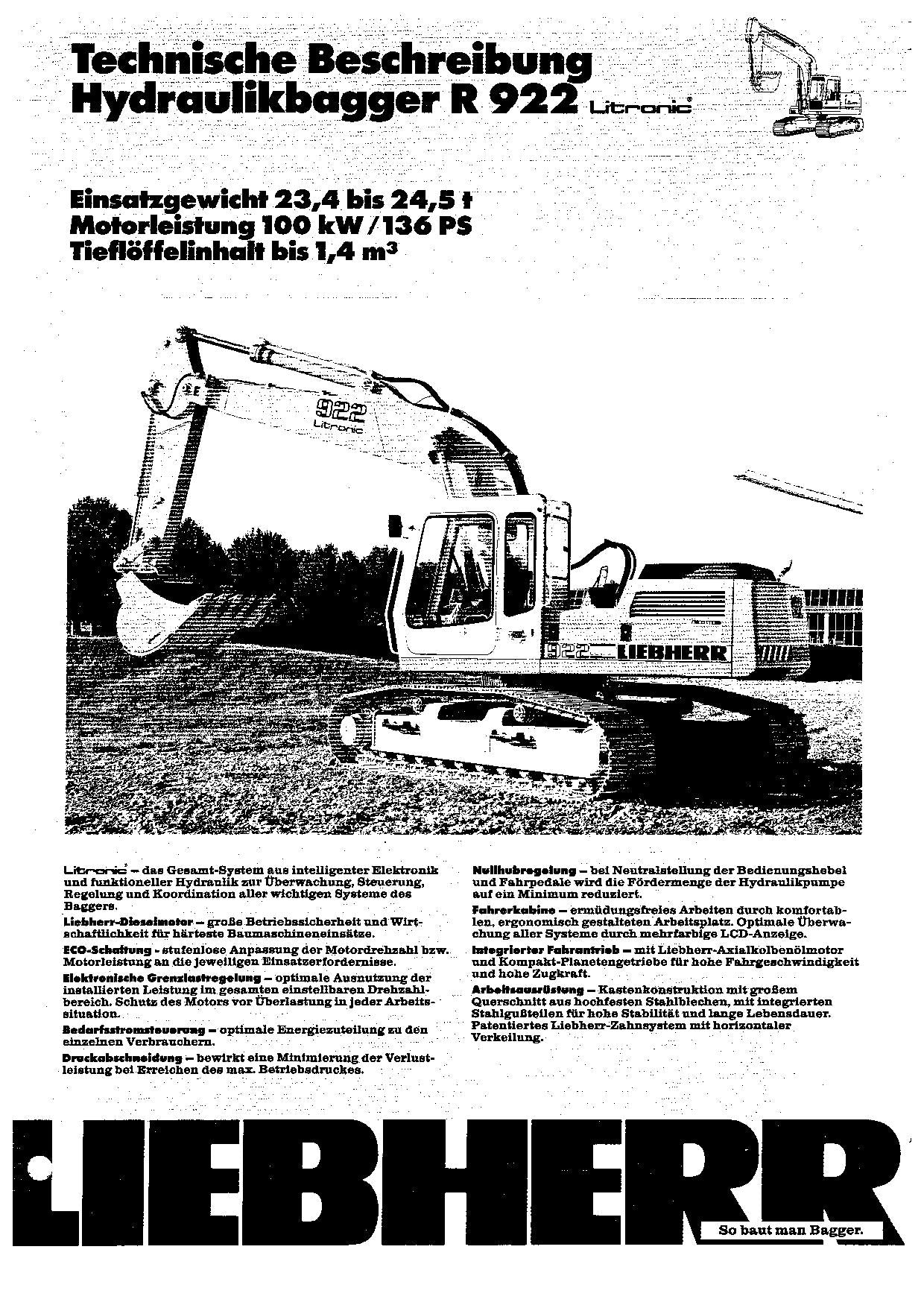 Liebherr R922 Litronic Hydraulikbagger Manuel d'instructions 8503121