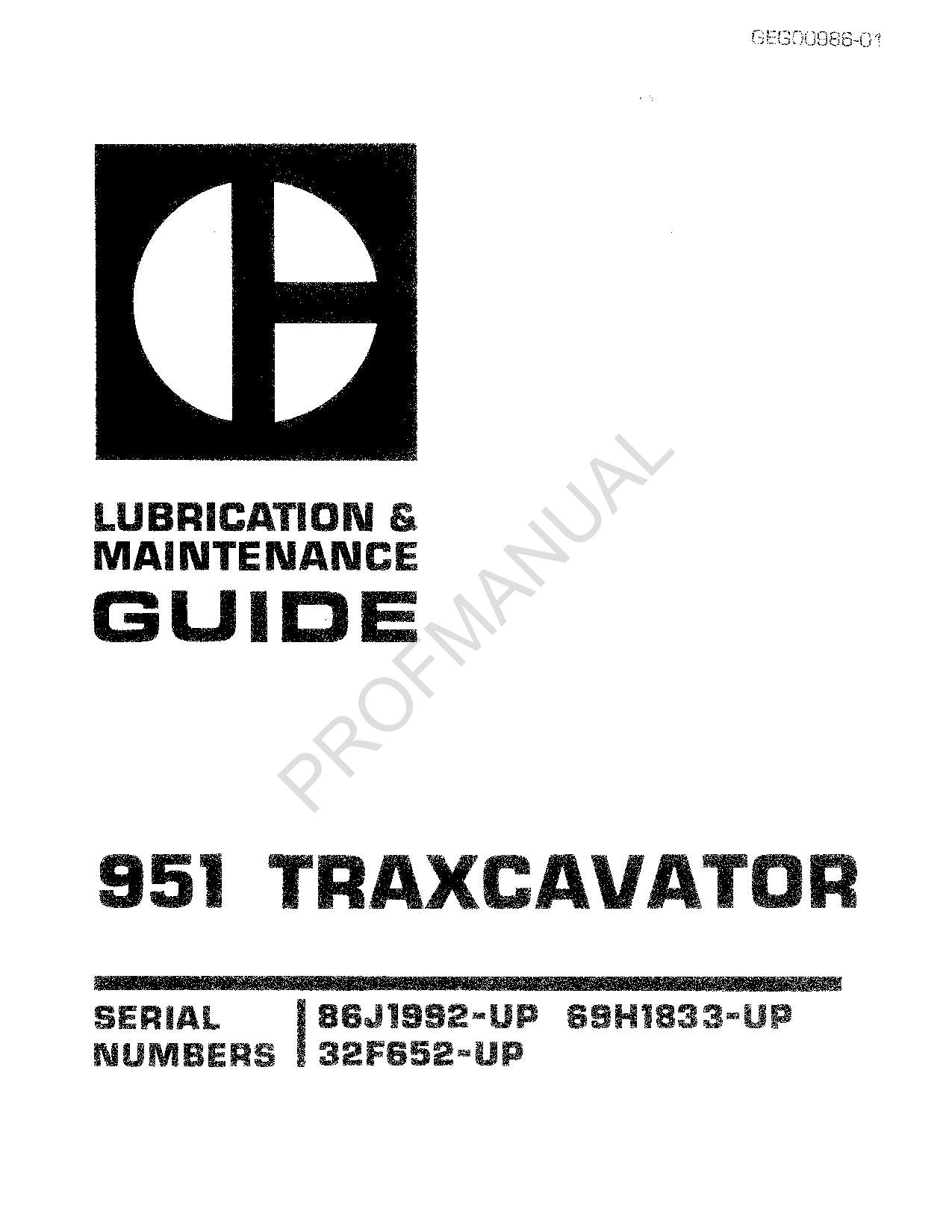 Caterpillar 951 Traxcavator Bediener-Wartungshandbuch GEG00986