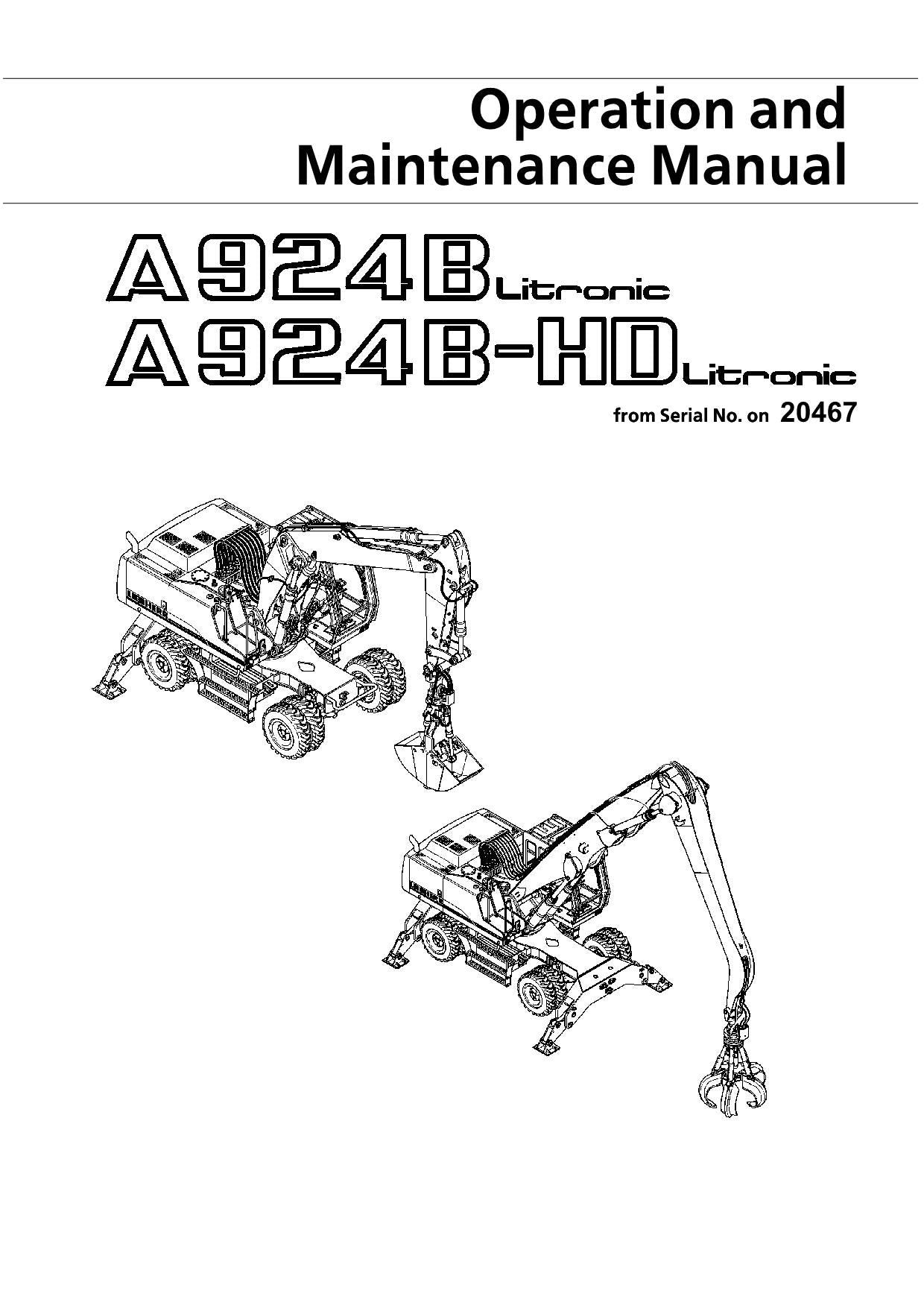 Liebherr A924 B LITRONIC A924 B-HD LITRONIC Excavator Operators manual