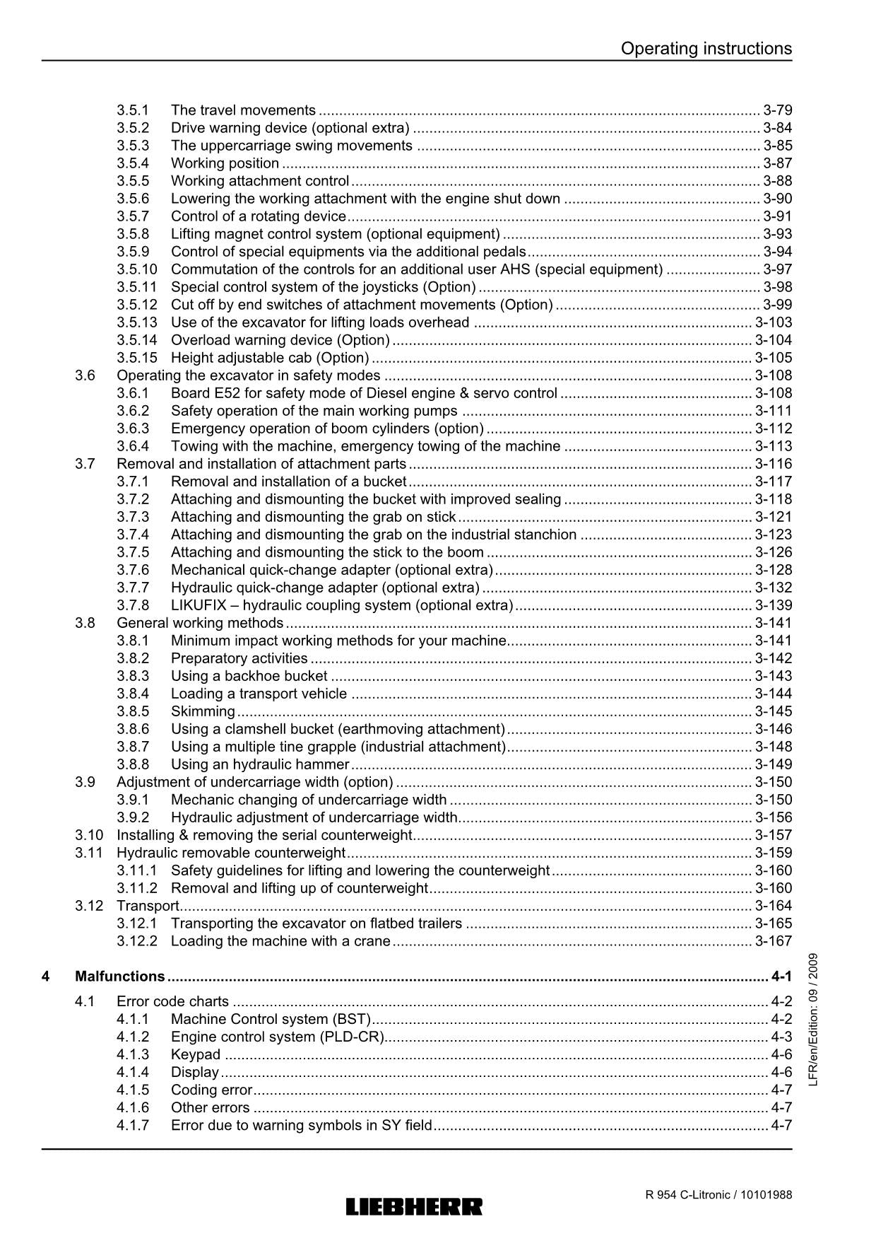 Liebherr R954 C Litronic Excavator Operators manual serial 23166