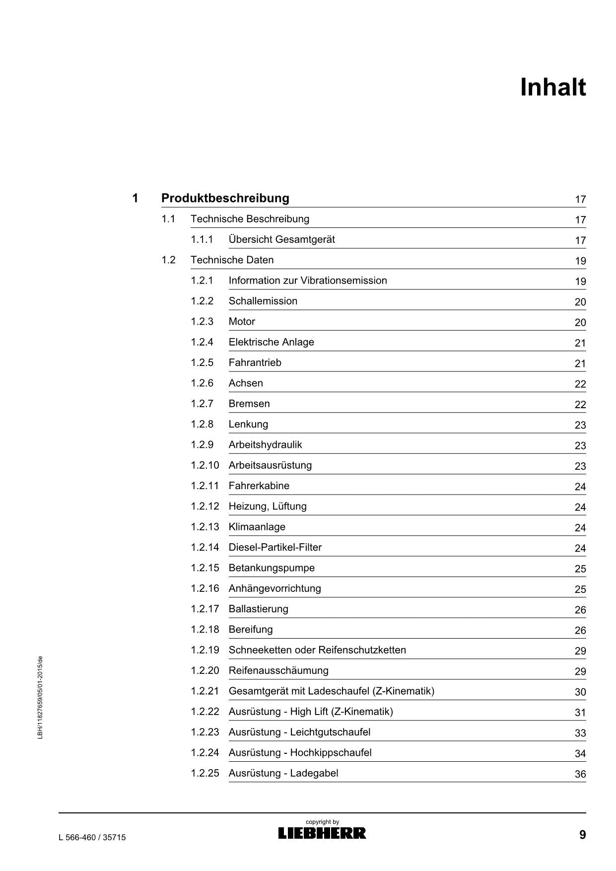 Liebherr L566 Radlader Betriebsanleitung ser 35715 11827659