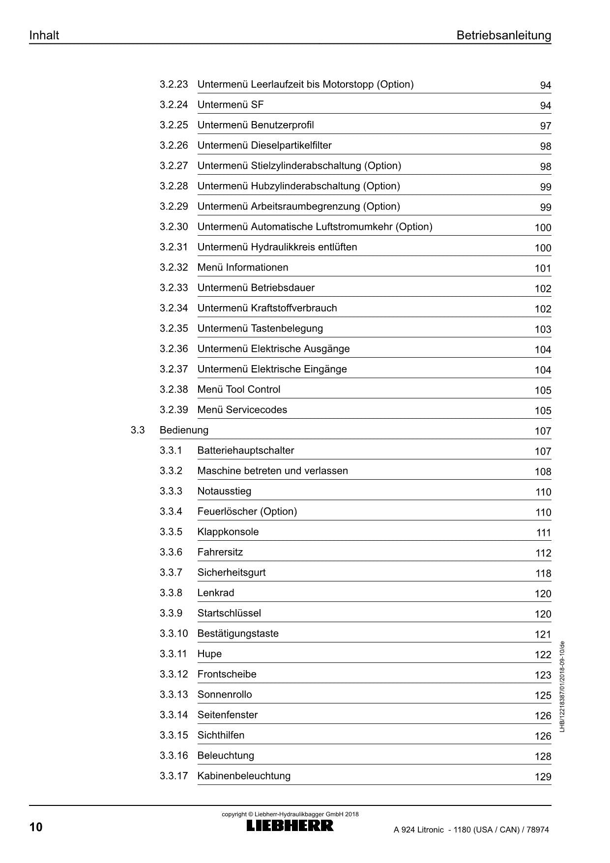 Liebherr A924 Litronic Mobilbagger Betriebsanleitung ser 78974 USA CAN