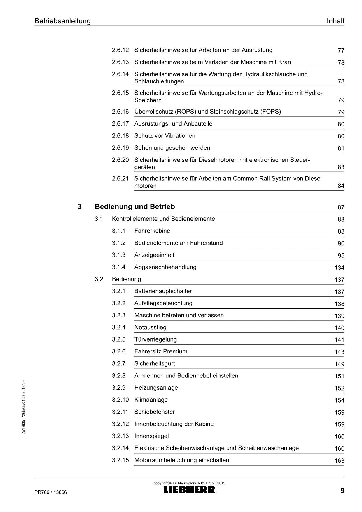Liebherr PR766 Planierraupe Betriebsanleitung ser 13666 USA CAN
