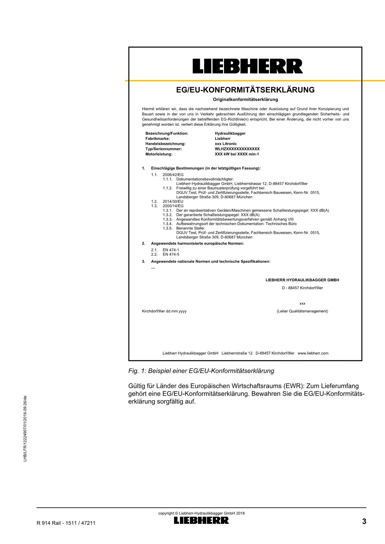 Liebherr R914 RaiLLitronic Hydraulikbagger Manuel d'instructions