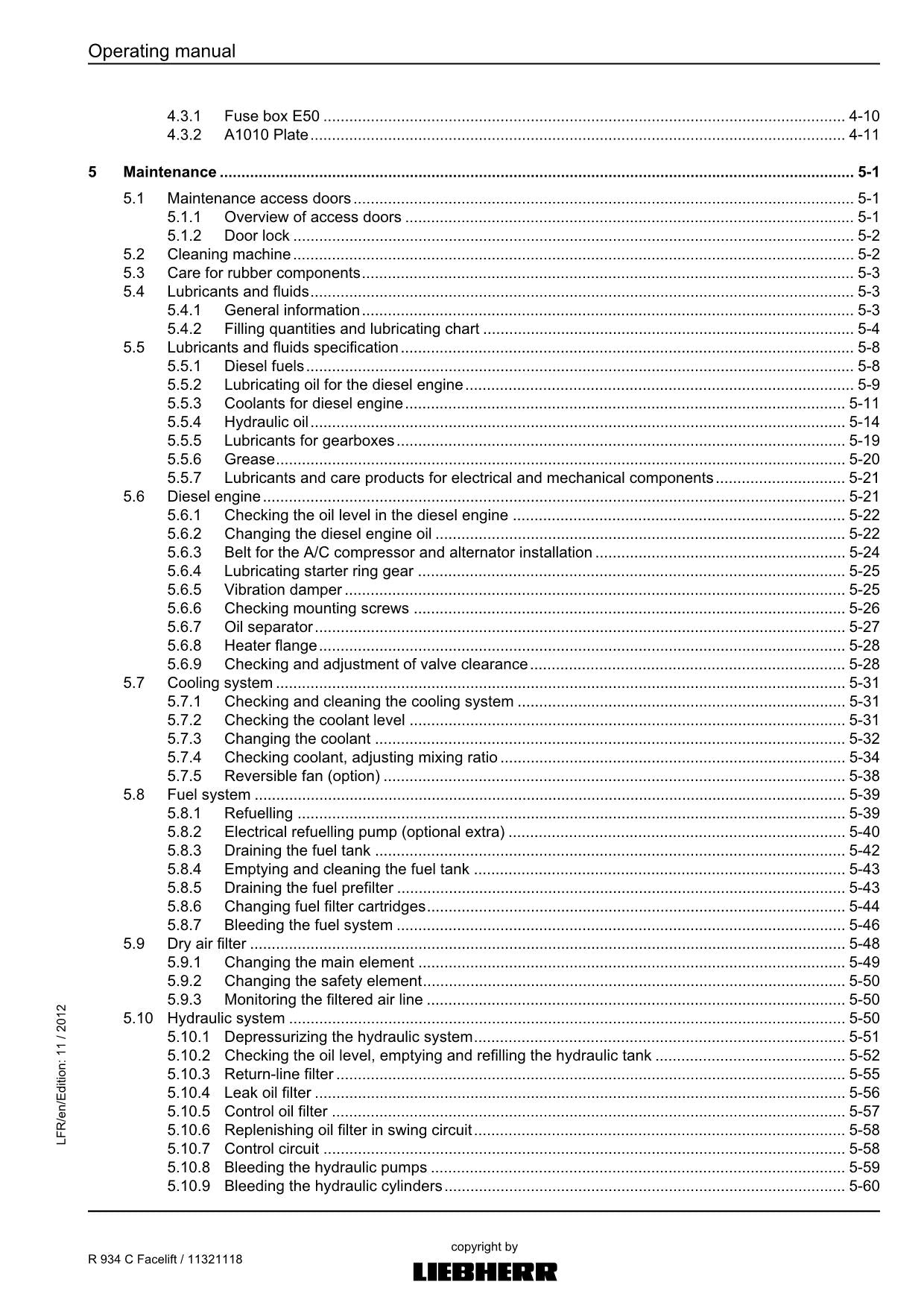 Liebherr R934 C Facelift Excavator Operators manual