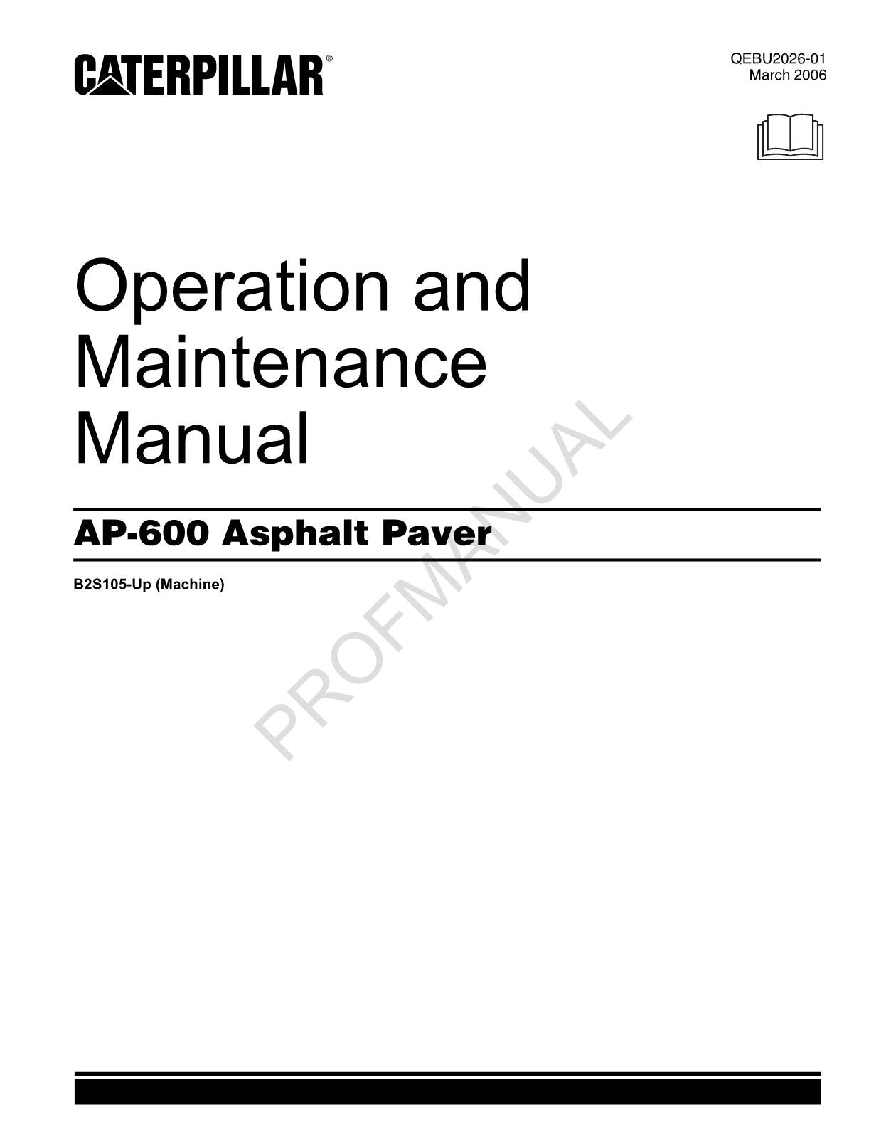 Caterpillar AP600 Operators Maintenance Manual