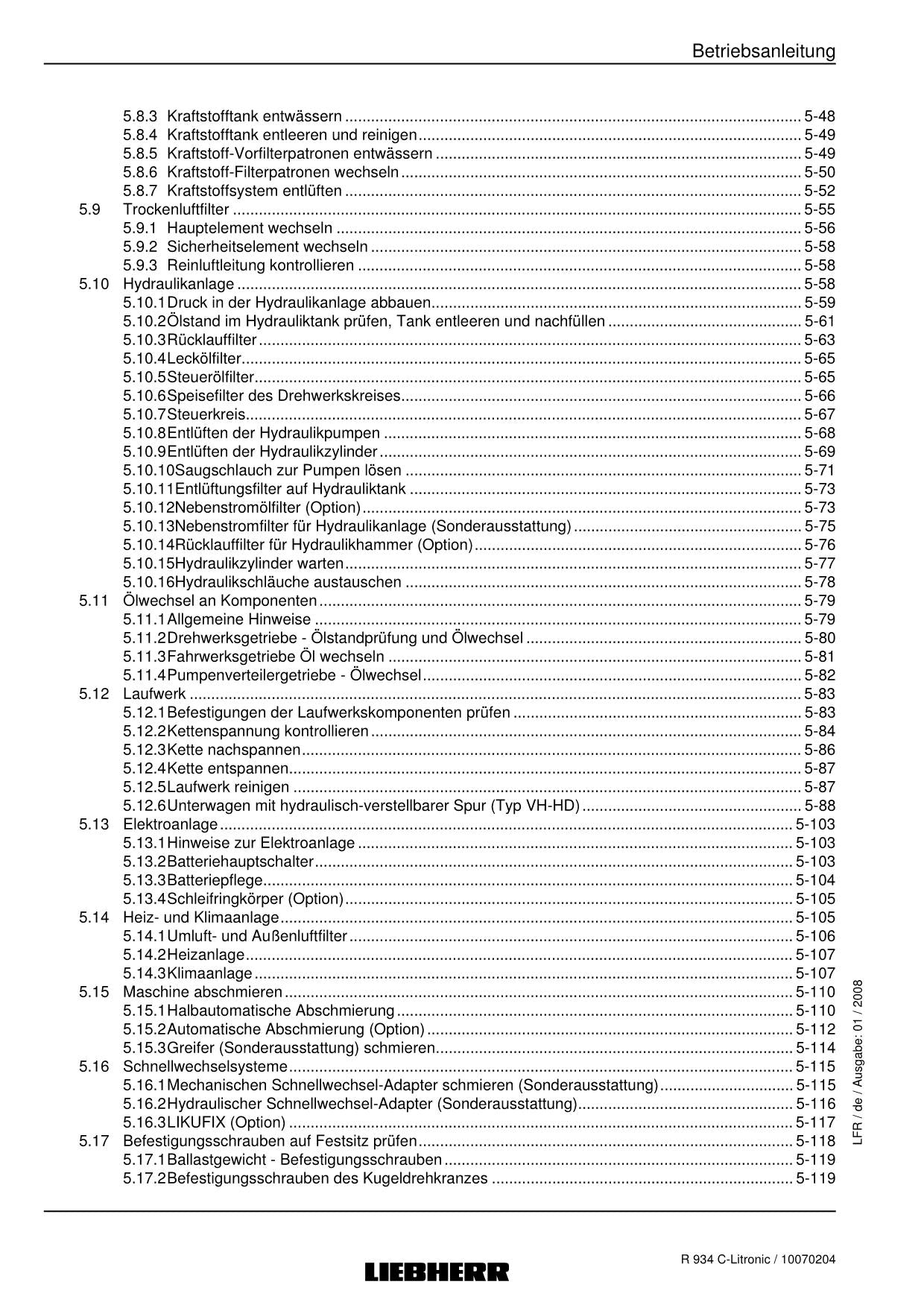 Liebherr R934 C-Litronic Hydraulikbagger Betriebsanleitung