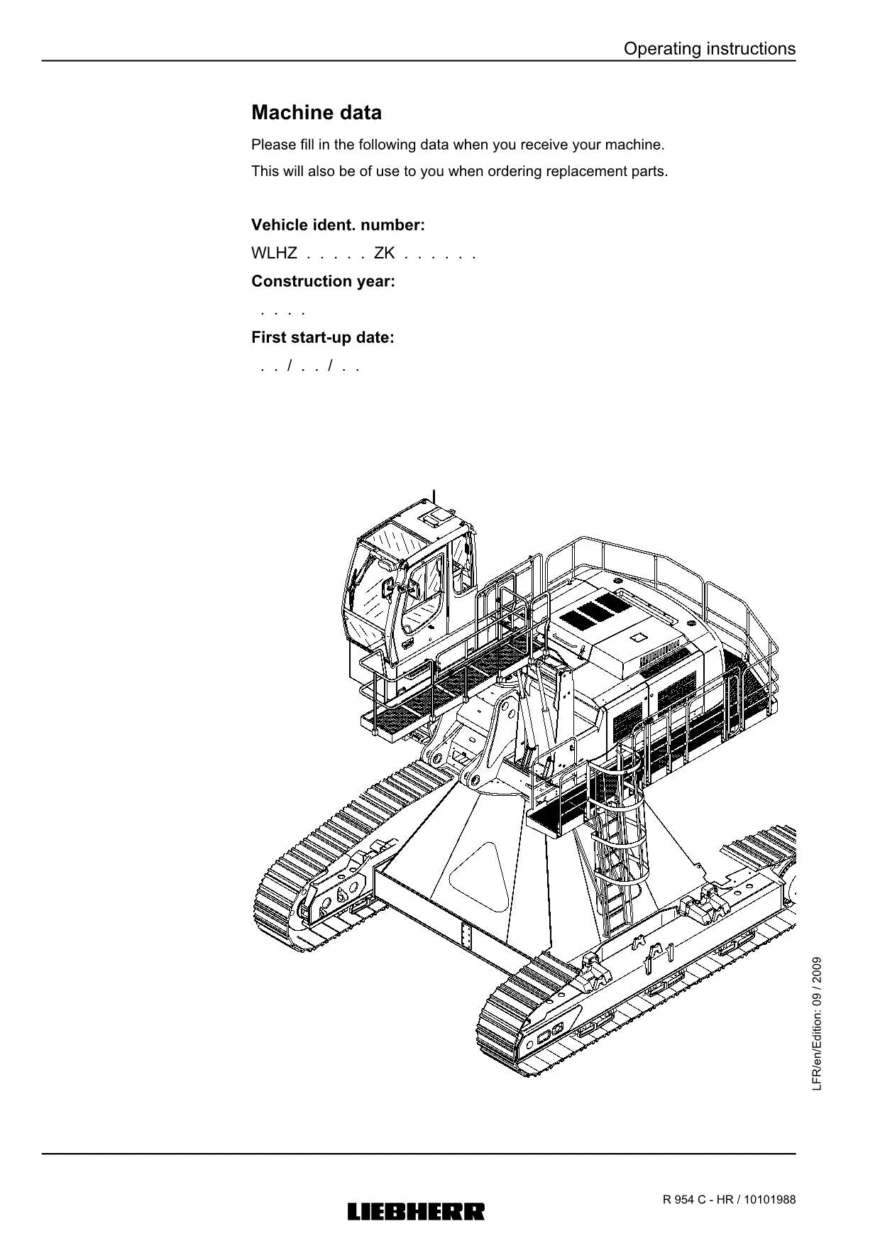 Manuel d'utilisation de la pelle hydraulique Liebherr R954 C - HR